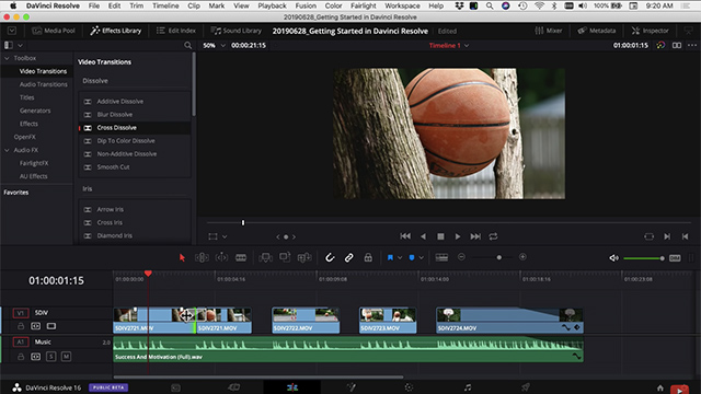 Screenshot from 40-minute DaVinci Resolve tutorial on YouTube